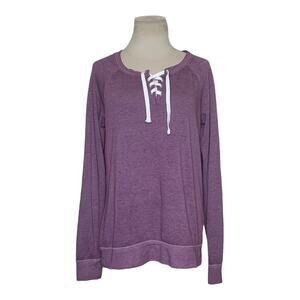 SO purple long sleeves sweater lace up top size small
